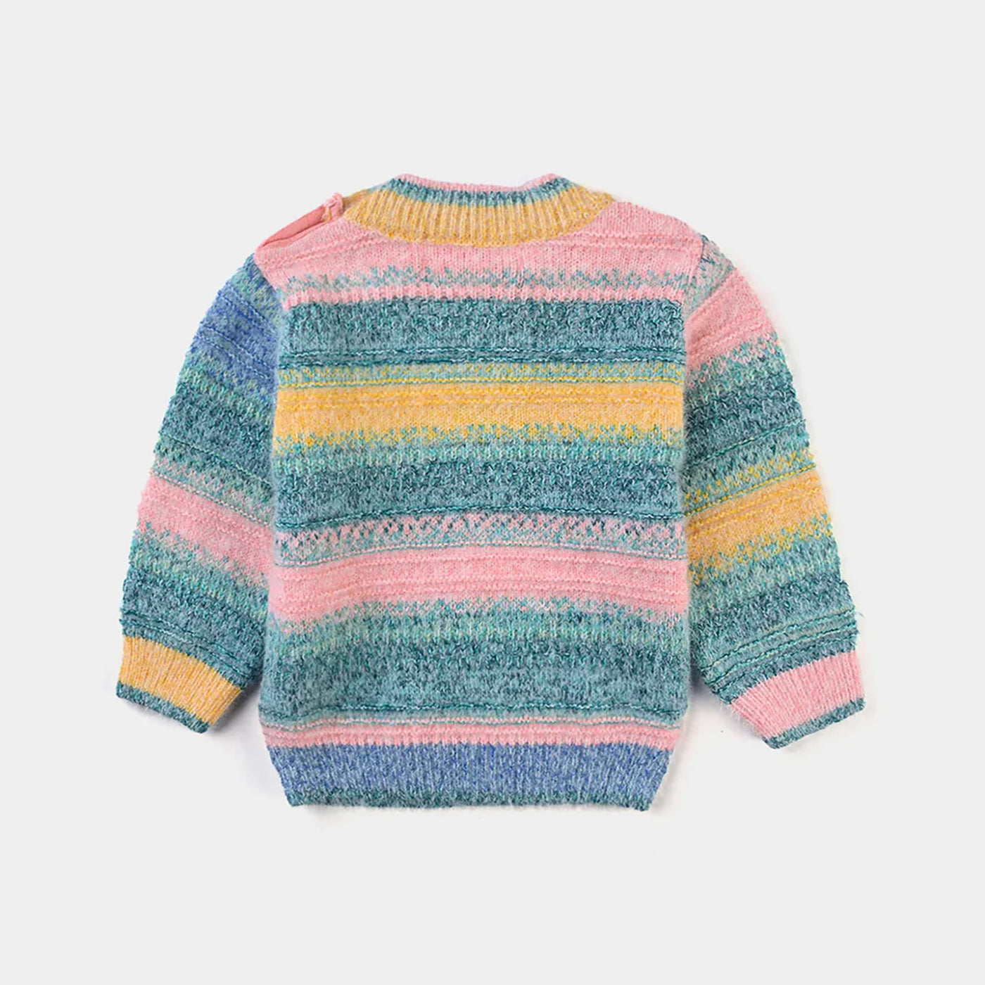 Infant Girls Feather-Acrylic Sweater Textured Stripe-Multi