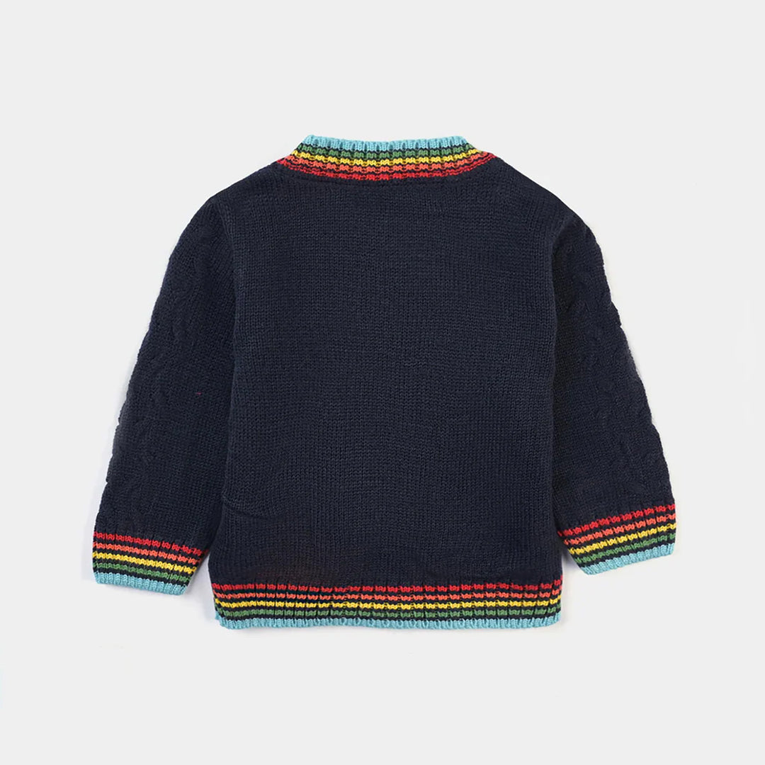 Infant Girls Acrylic Sweater Rainbow-NAVY