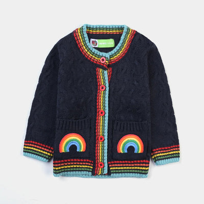 Infant Girls Acrylic Sweater Rainbow-NAVY