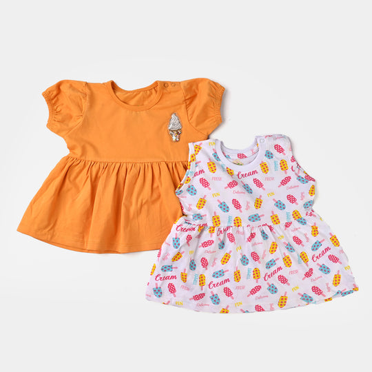 Infant Girls Cotton Jersey 2 Piece Set Ice Cream-White/Citrus