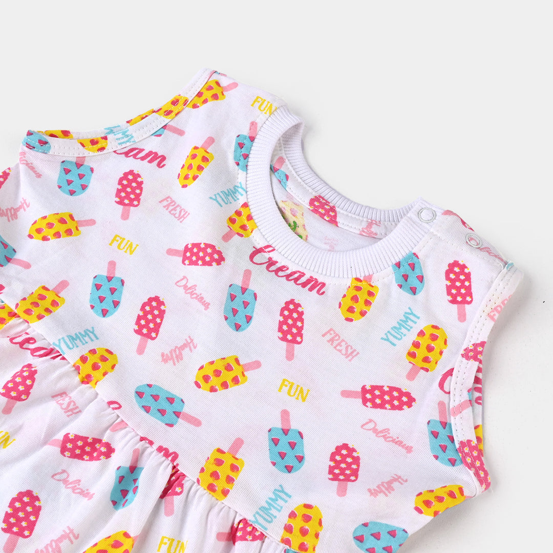 Infant Girls Cotton Jersey 2 Piece Set Ice Cream-White/Citrus