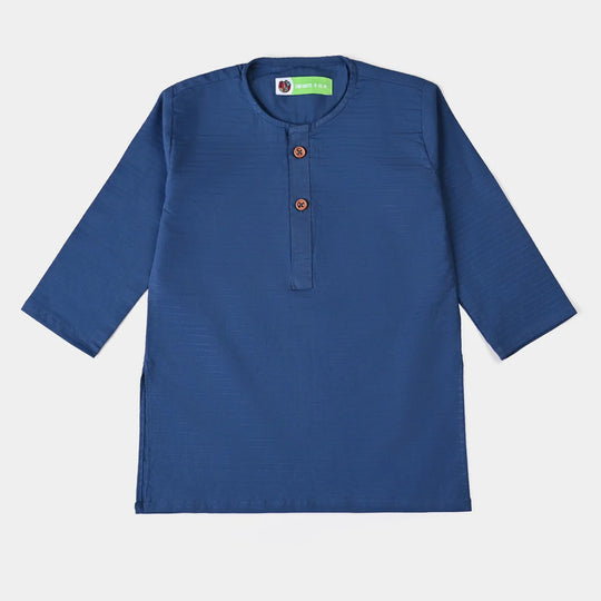 Infant Boys Jacquard Basic Kurta-Navy Blue