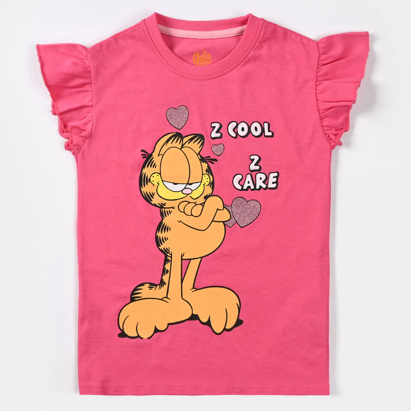 Girls Cotton Jersey T-Shirt H/S Z Cool Garfield-Hot Pink