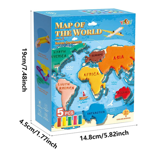 Colored Clay Dough Map of World Set