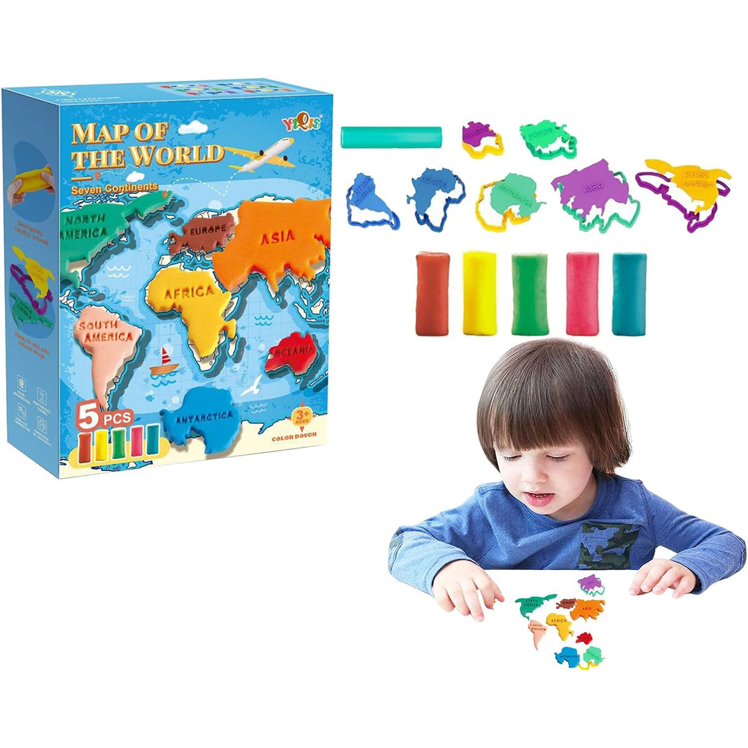 Colored Clay Dough Map of World Set