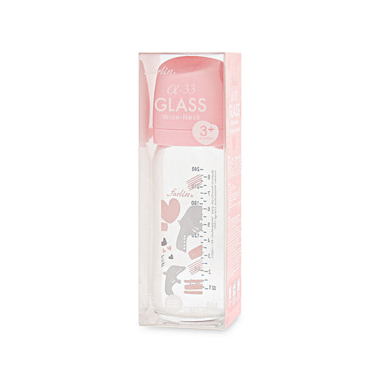 GLASS WIDE NECK FEEDER 240ML - PINK