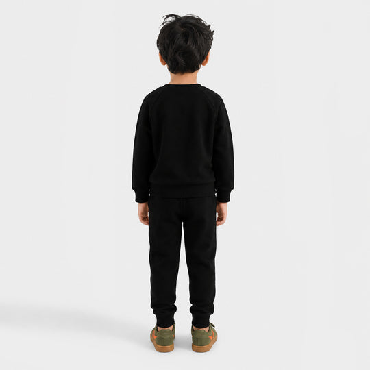 Boys Cotton Interlock 2 Pcs Suit Memories-Black