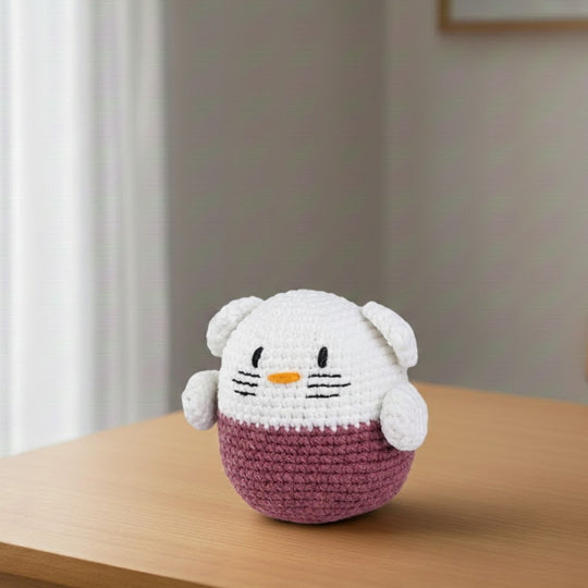 Maroon & White Character Handmade Crochet Stuff Toy