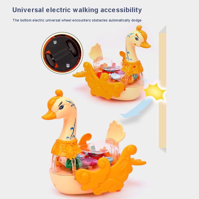 Transparent Gear Swan With Light & Music For Kids