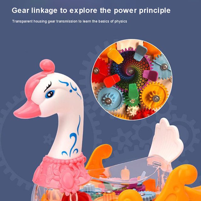 Transparent Gear Swan With Light & Music For Kids