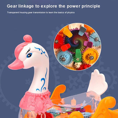 Transparent Gear Swan With Light & Music For Kids