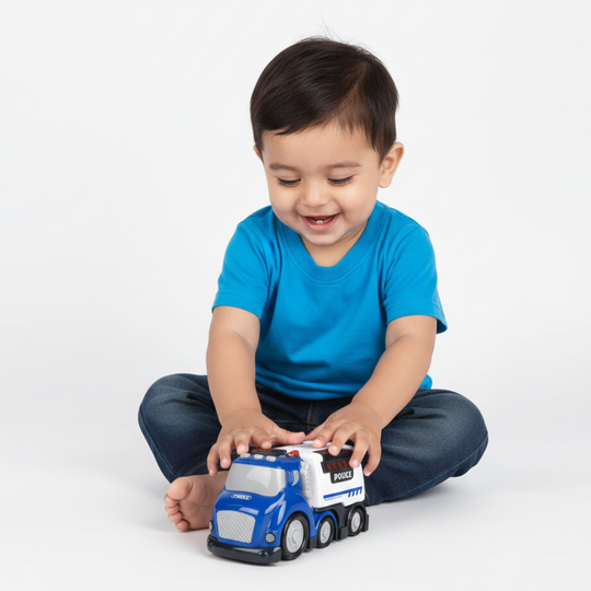 Kids' Interactive Police Rescue Truck – Friction Powered with Realistic Lights & Sound