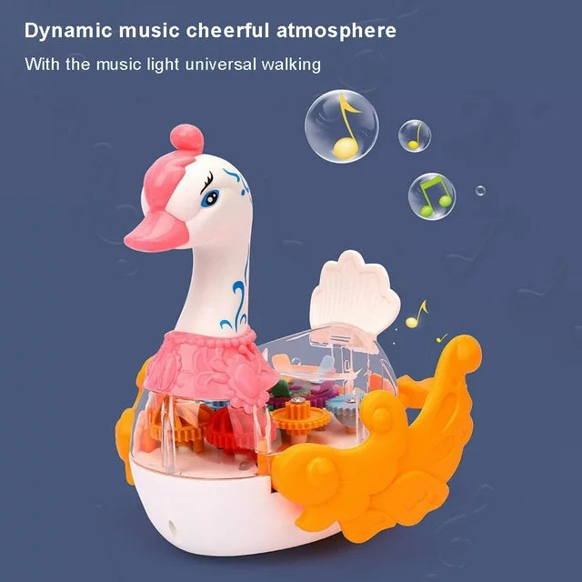 Transparent Gear Swan With Light & Music For Kids