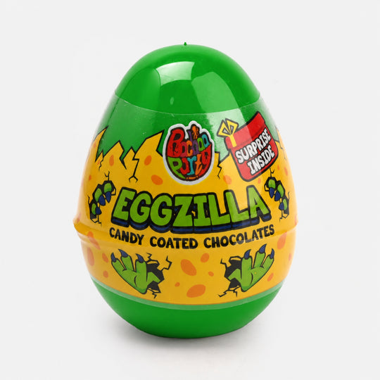 Eggzilla w/Candy Coated Chocolates, Toy, Puzzle & Sticker-Green