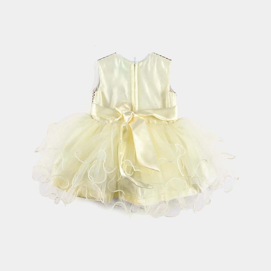 Infant Girl Fancy Frock Polka Beauty-Cream Poly Satin