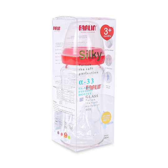 GLASS WIDE NECK FEEDER 240ML AB-32008 RED