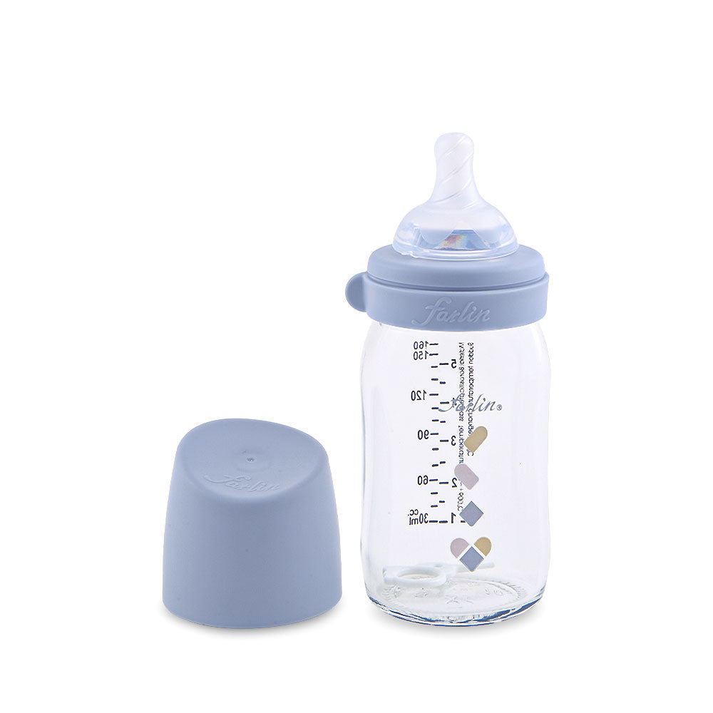 GLASS WIDE NECK FEEDER 160ML AB-32009 BLUE