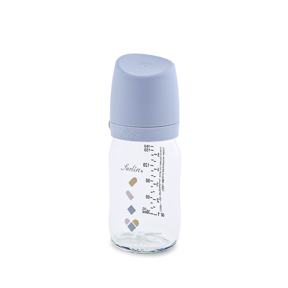 GLASS WIDE NECK FEEDER 160ML AB-32009 BLUE