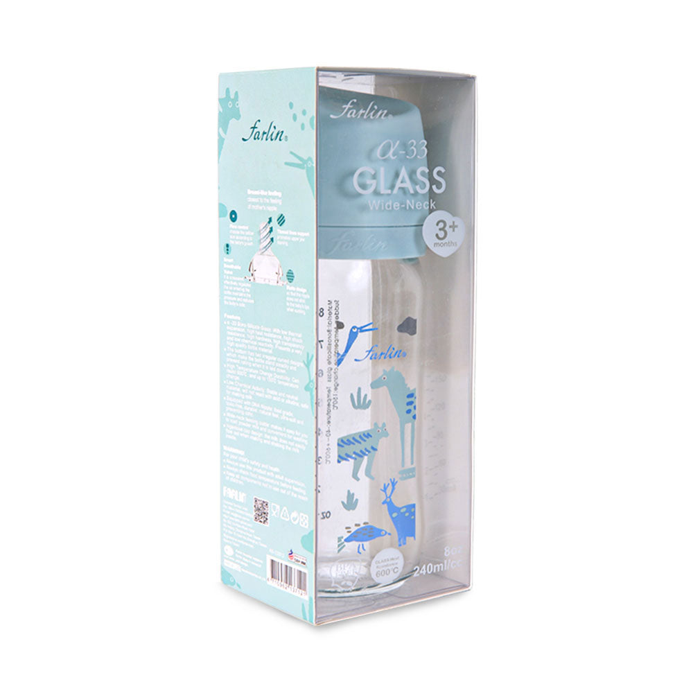 Glass Wide Neck Feeder 240ml Green AB-32012