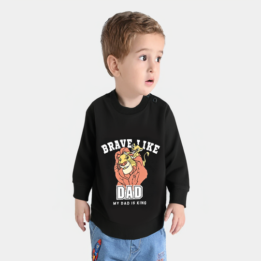 Infant Boys Cotton Terry Sweat Shirt Brave Like Dad-Jet Black