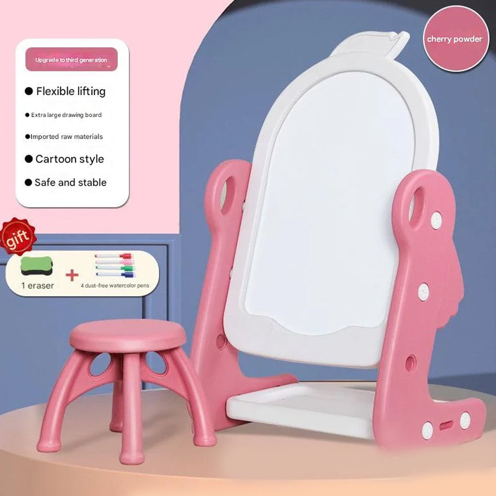 Children Drawing Magnetic Board Easel Board + Chair | 168 Pink