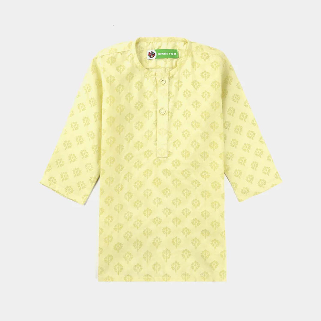 Infants Boys Poly Viscose Basic Kurta (Burn Out)-Yellow