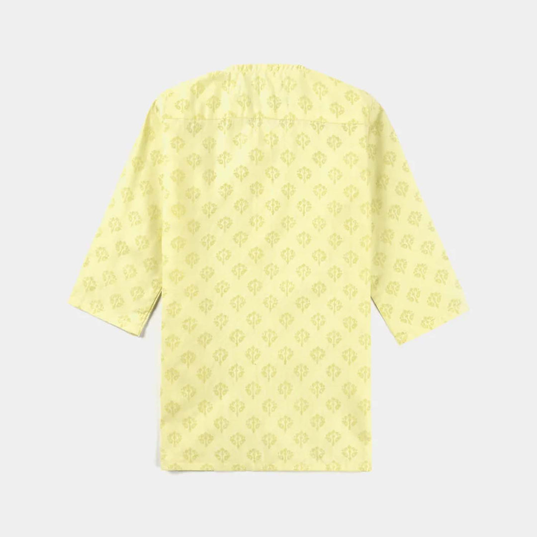 Infants Boys Poly Viscose Basic Kurta (Burn Out)-Yellow