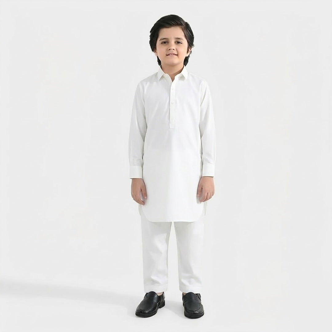 Boys Poly Viscose Kurta Pajama (Blended) - White