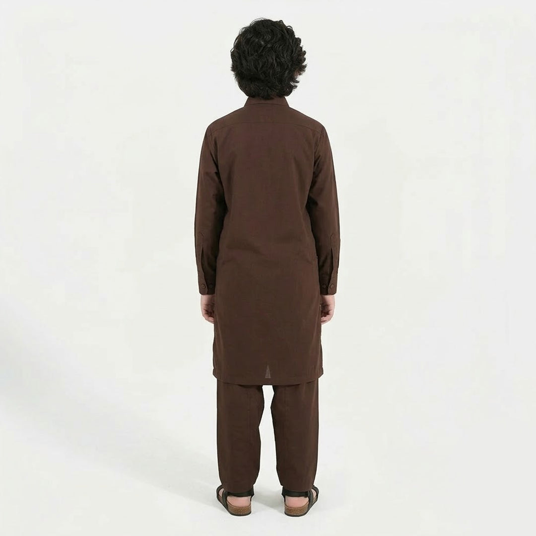Boys Poly Viscose Kurta Pajama (Blended) - Brown
