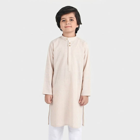 Boys Yarn Dyed Basic Kurta (Band Collar)