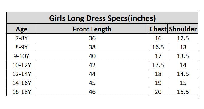 Girls poly cambric Long Dress White Floral-WHITE