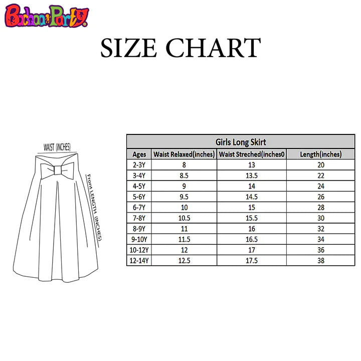 Girls Cotton Long Skirt - Multi