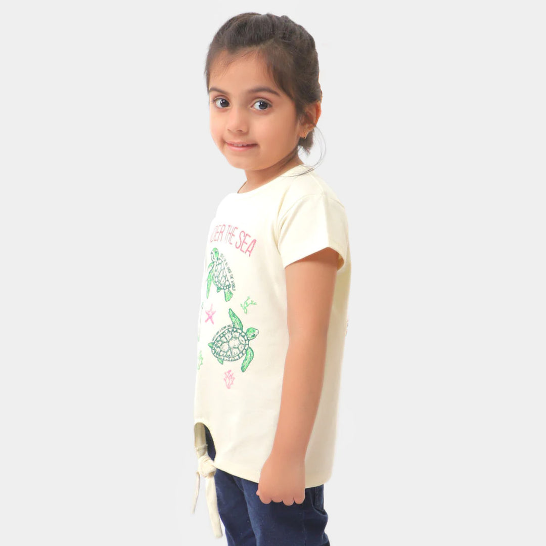 Girls T-Shirt Under The Sea - Cream