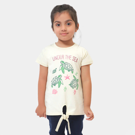 Girls T-Shirt Under The Sea - Cream