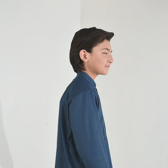 Boys Poly Viscose Kurta Pajama (Cut N Sew) – Teal Blue