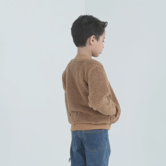 Boys Sherpa Jacket - Brown