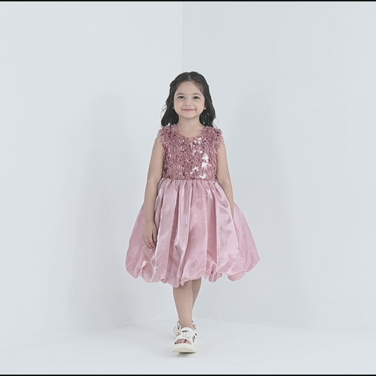 Girls Sherpa Fancy Frock-Stylish-Peach