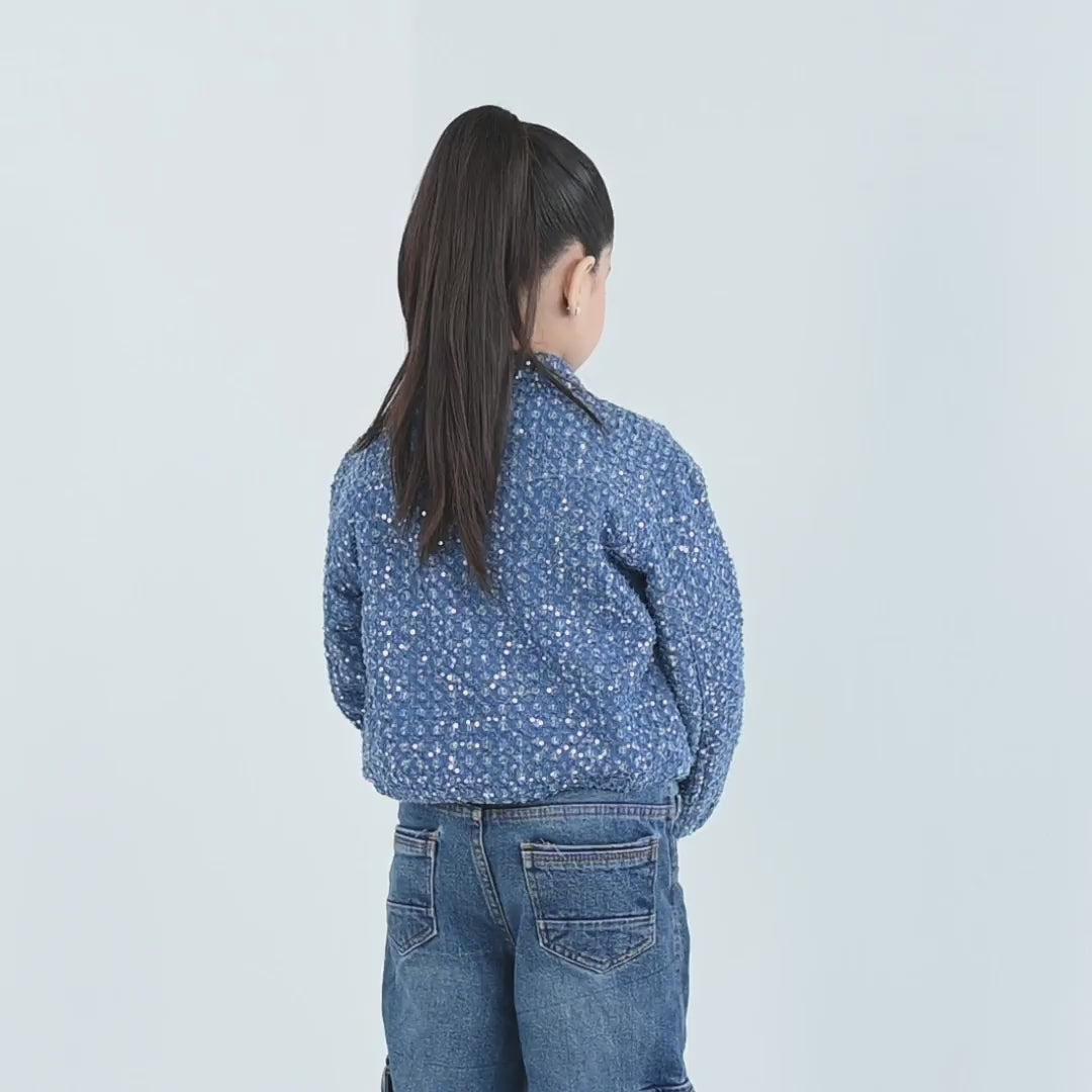 Girls Denim rigid Jacket Squence-LT.Blue