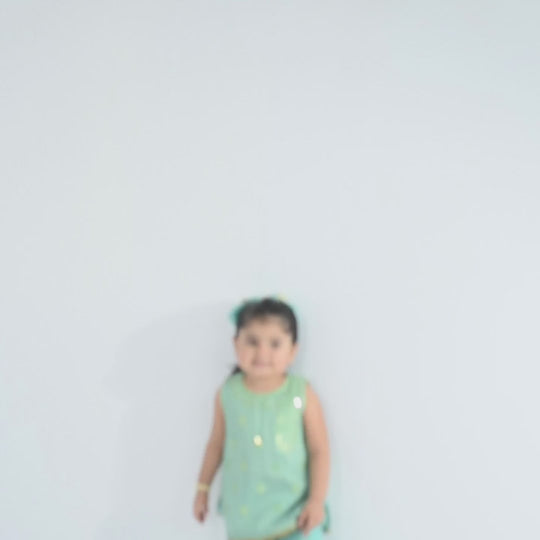 Infant Girls Jacquard 2 Piece Set (Glitter) - Mint Green