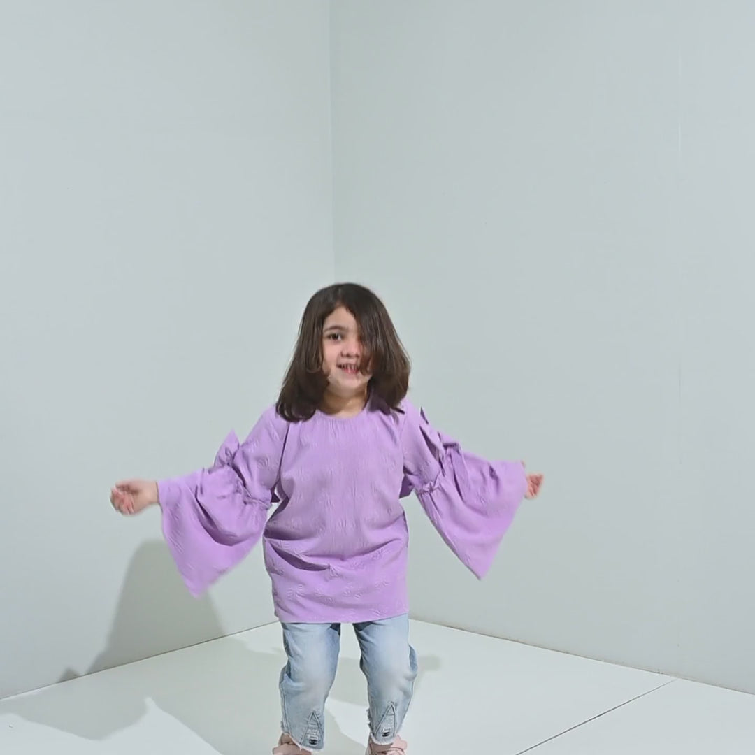 Girls Poly Crinkle Casual Top Lavender Dreams