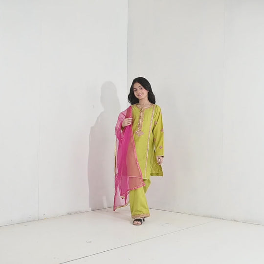 Girls Jacquard 3Pcs (Ishq) - Green