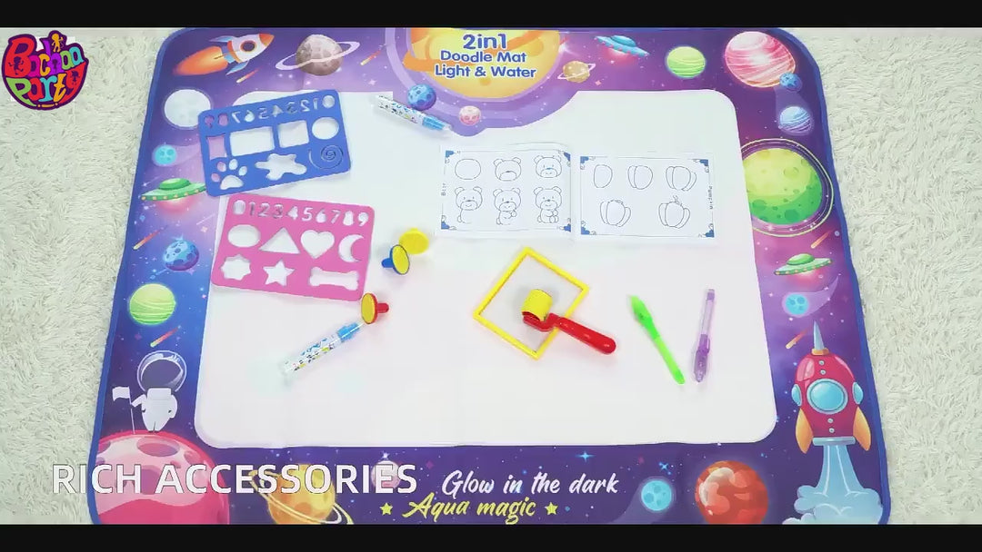 2-in-1 Space-Themed Doodle Mat – Light & Water Drawing Surface for Kids