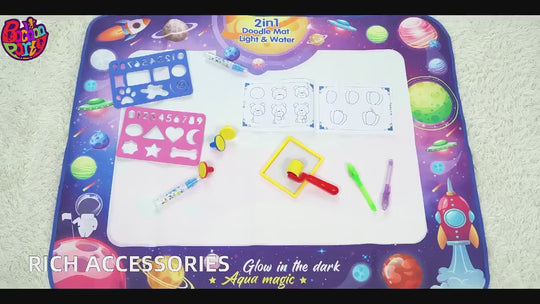 2-in-1 Space-Themed Doodle Mat – Light & Water Drawing Surface for Kids