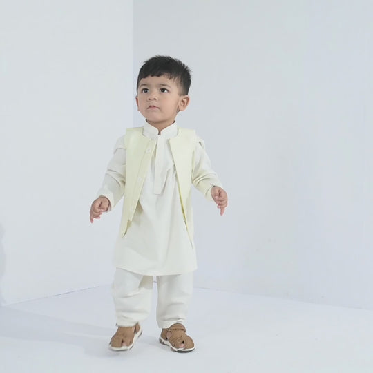 Infant Boys Poly Viscose 3-Piece Suit (After Glow) - Off-White