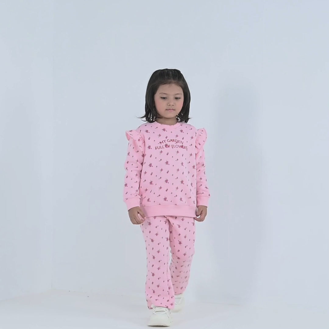 Girls Fleece 2 Piece Suit My Garden - Pink