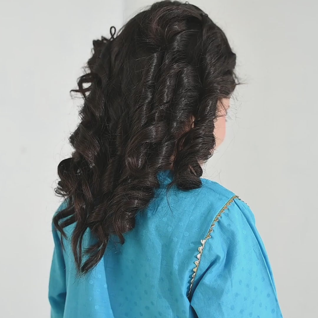 Girls Viscose 3-Pc Set (Falak) - Teal Blue/Green