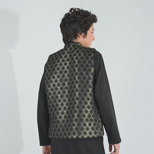 Boys Poly Viscose 3 Piece Suit (Blended) - Black