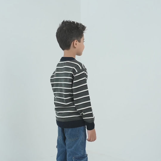 Boys Acrylic Sweater - Epic Fun - Navy & Grey