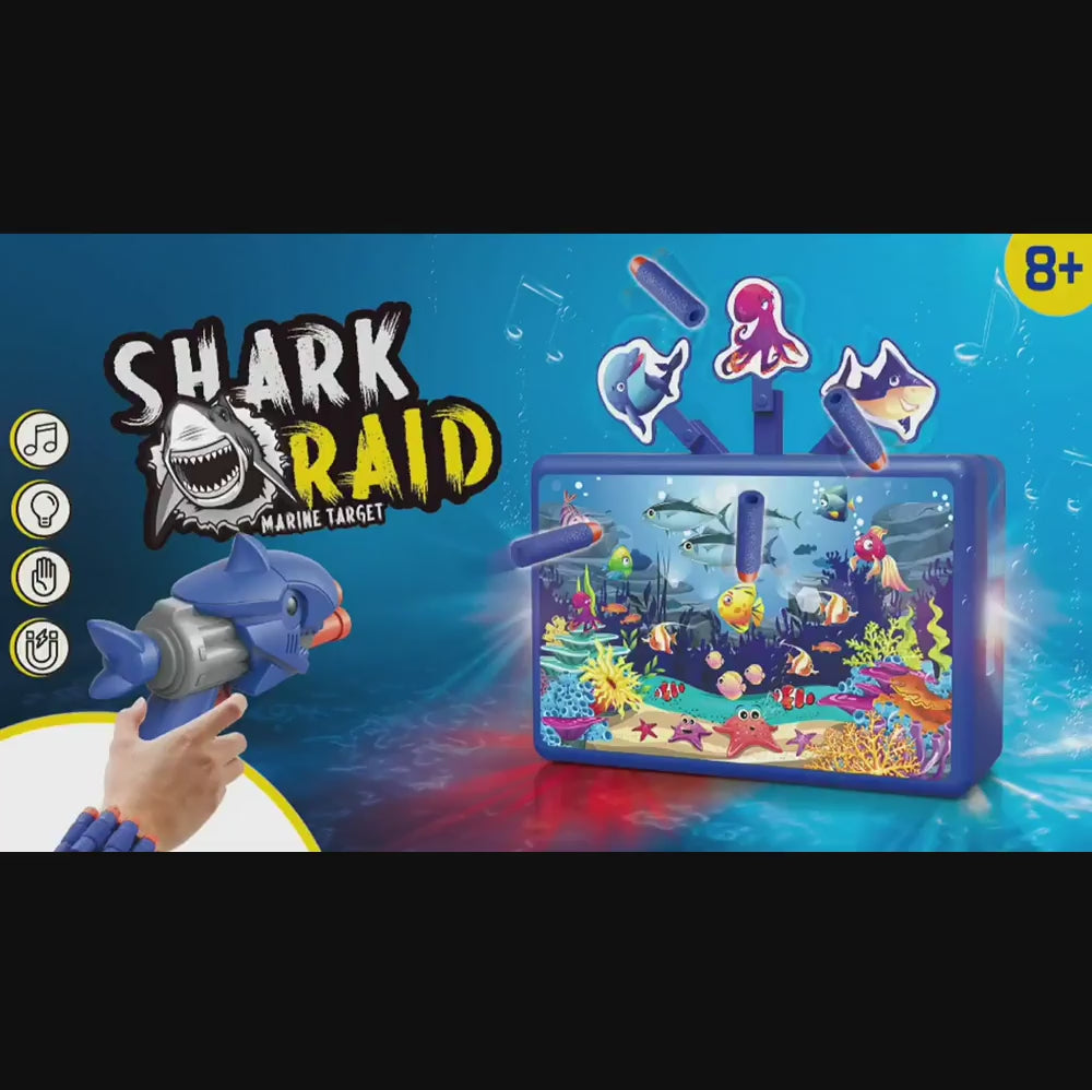 Eva Soft Dart Shark Blaster With Aquarium Rotating Target