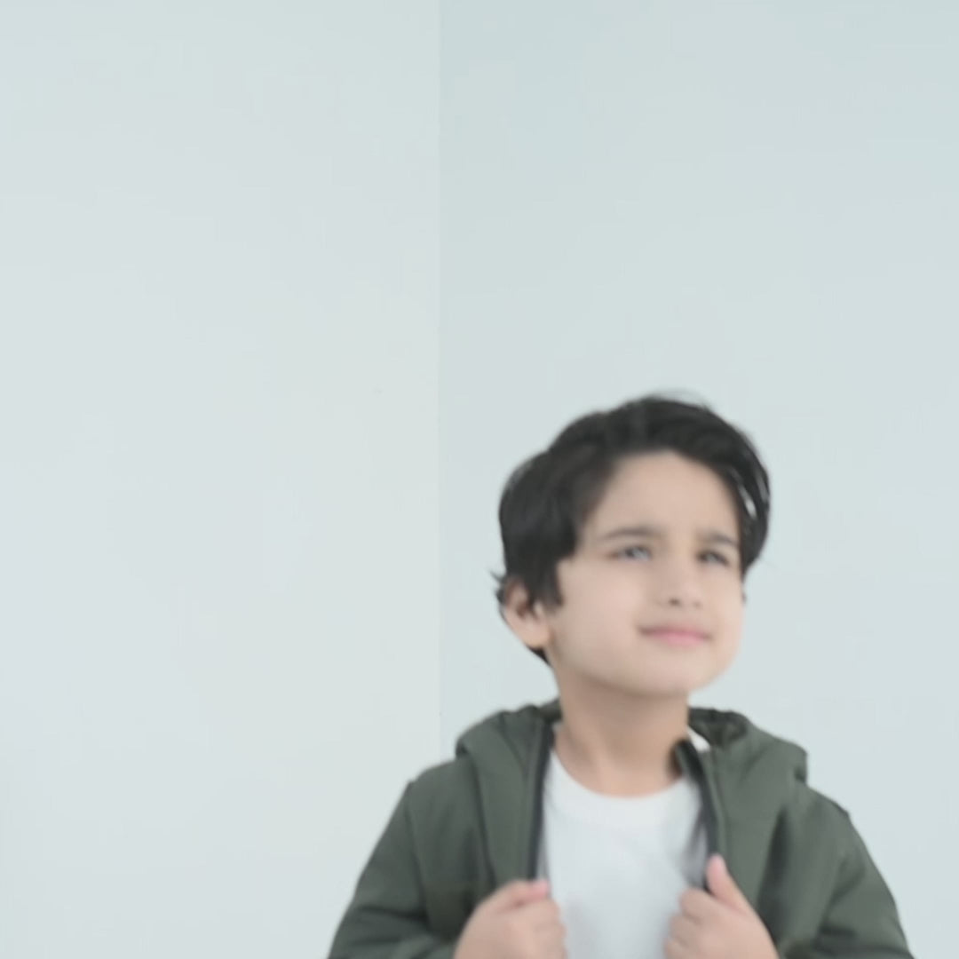 Boys Polyester Quilted Jacket Water Proof-GREEN